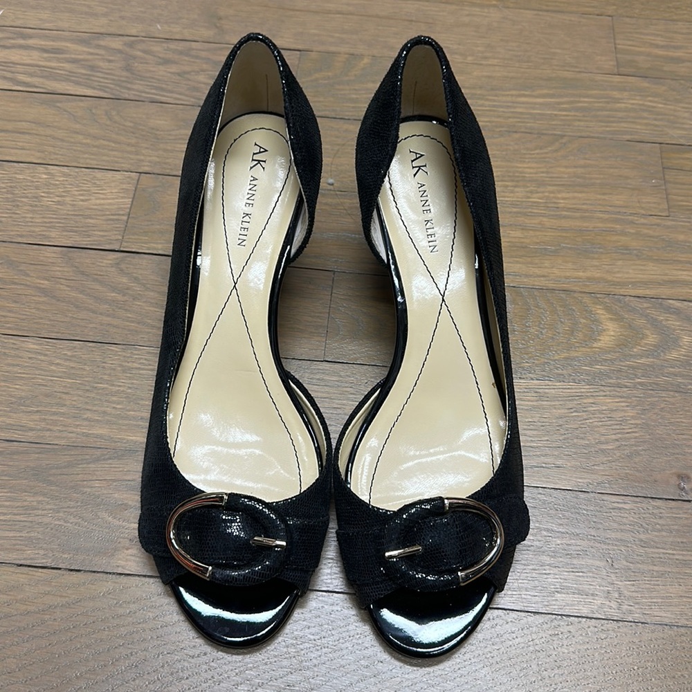 AK Peep Toe Pumps - textured leather